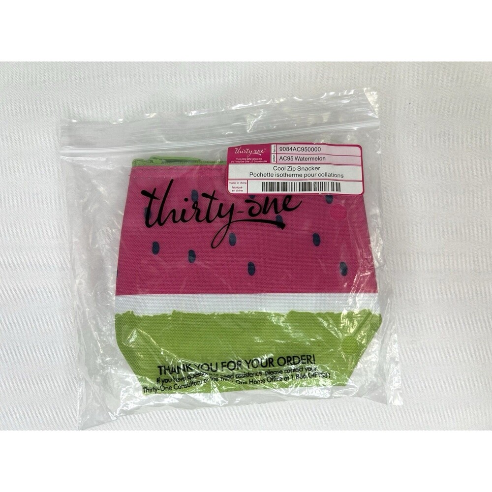 Thirty One Watermelon Cool Zip Snacker Reusable & Food Safe NEW